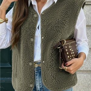 Army Green Sherpa Vest